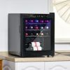 18 Bottle Wine Cooler, Mini Beverage Fridge, Freestanding Wine Cellar with Digital Temperature Control, 3 Removable Shelves, Glass Door, Alarm Functio