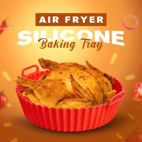 Air Fryer Silicone Baking Tray Reusable Basket Mat Non-Stick Round Microwave Pads Baking Mat Oven Air Fryer Liner (Color: gray)